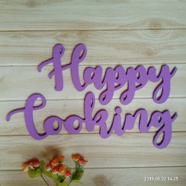 COD HiasanDinding Dapur Ruang Makan Happy Cooking Hiasan Dinding Huruf Tulisan Kayu