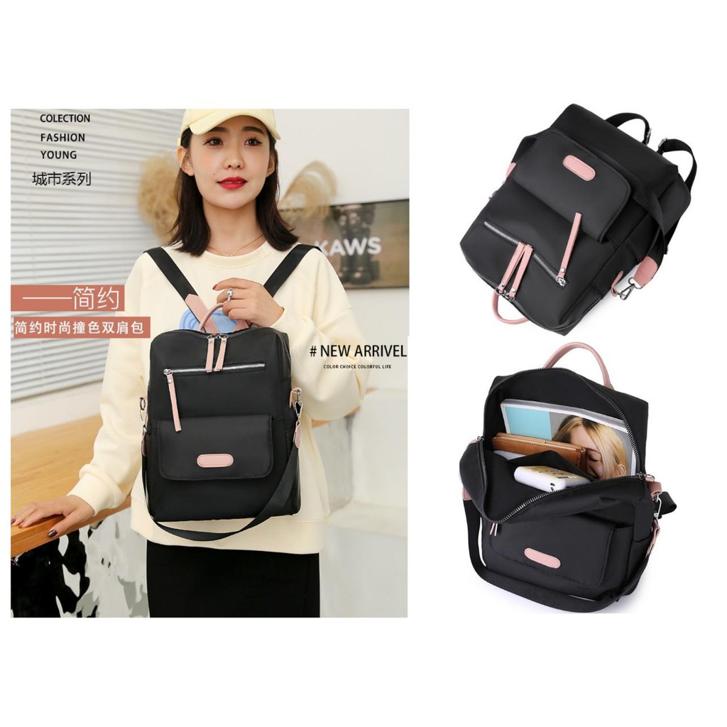 TAS RANSEL WANITA ANTI AIR BACKPACK HITAM GENDONG PUNGGUNG SEKOLAH KULIAH KERJA SASAY TA466B5 BESAR IMPORT BATAM CEWEK KEKINIAN PREMIUM FASHION REMAJA