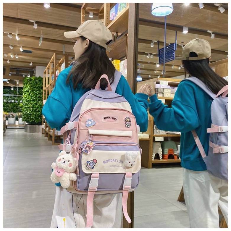 Tas Ransel Wanita Backpack Korea Impor 34 47 + BONEKA