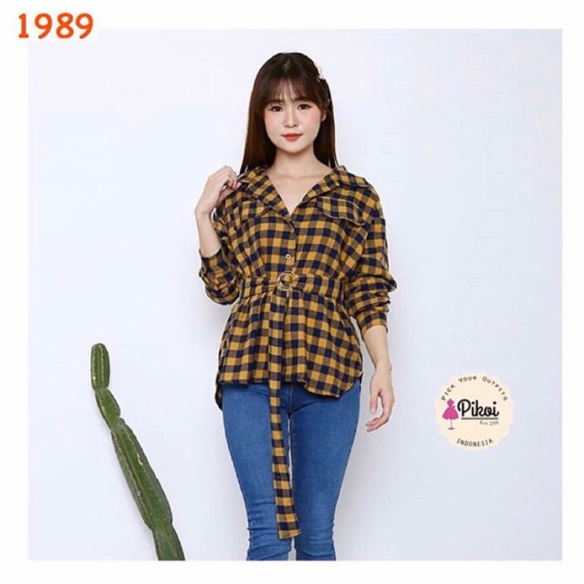 Kemeja flanel wanita / hem flanel cewek / kemeja plaid murah / kemeja kotak murah / kemeja ikat 1989