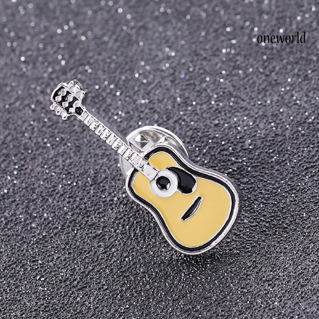 OW@ Enamel Pin Guitar Shape Fashion Unisex Guitar Enamel Brooch Pin for Party