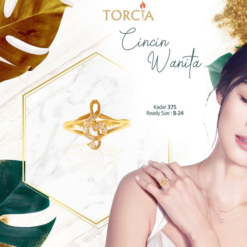 Cincin Emas Asli Melody Kadar 375 Torcia Gold