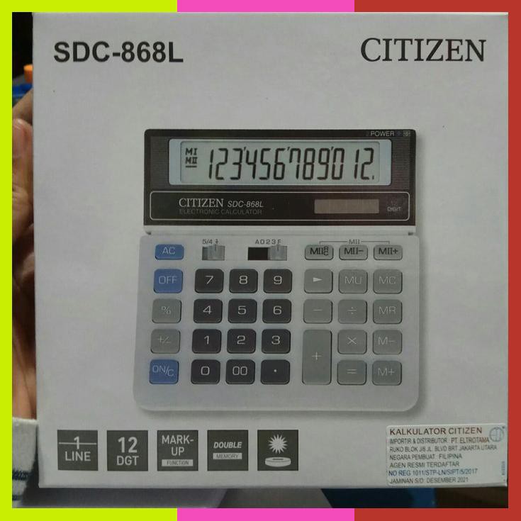 

Kalkulator 12 Digit Citizen Sdc868L