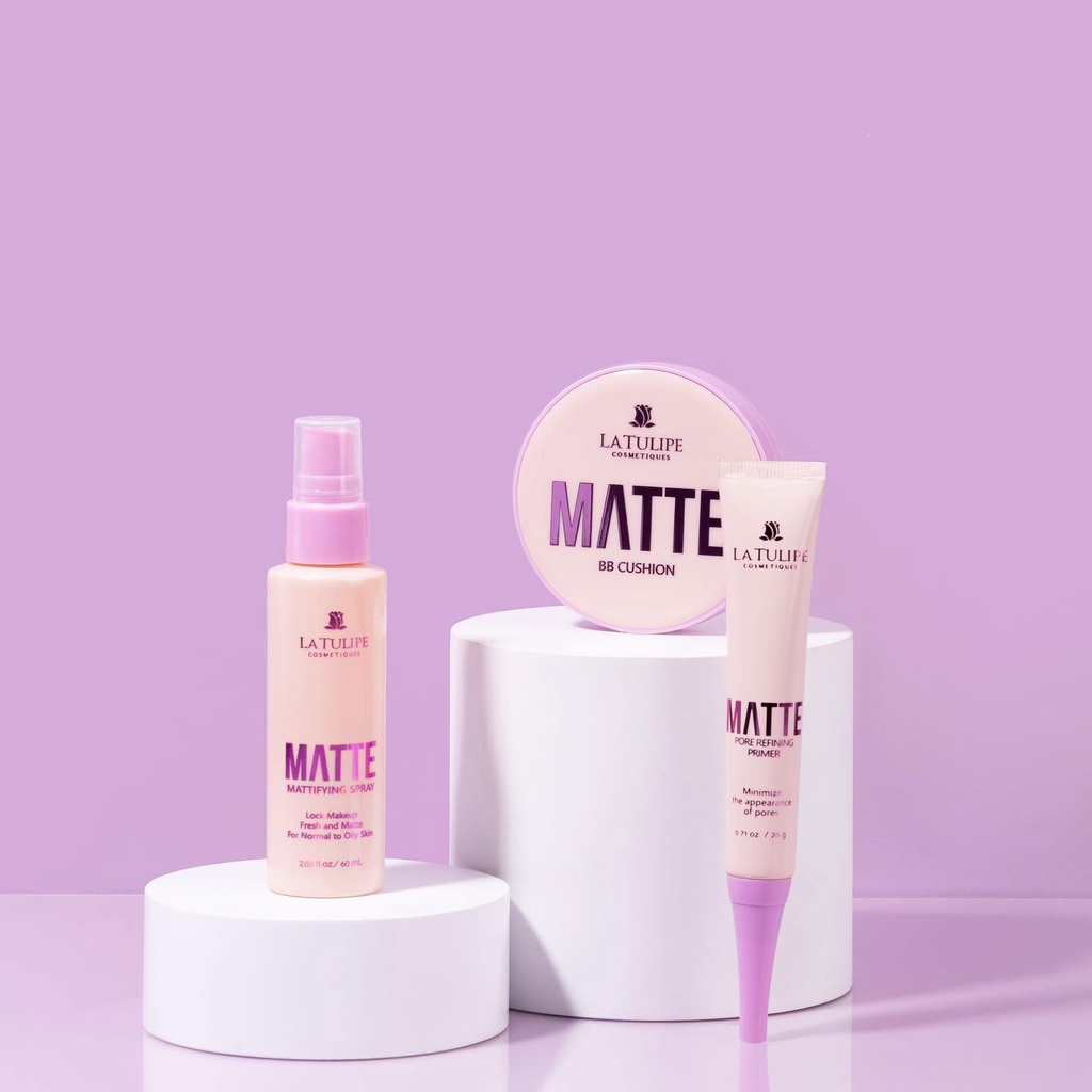 La Tulipe Matte Series | La Tulipe Matte BB Cushion | La Tulipe Matte Mattifying Spray | La Tulipe Pore Refining Primer