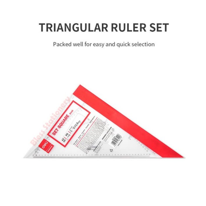

Hot Sale Deli Penggaris Segitiga 43Cm Dan28Cm - Triangular Set Square (E6445) Terbatas
