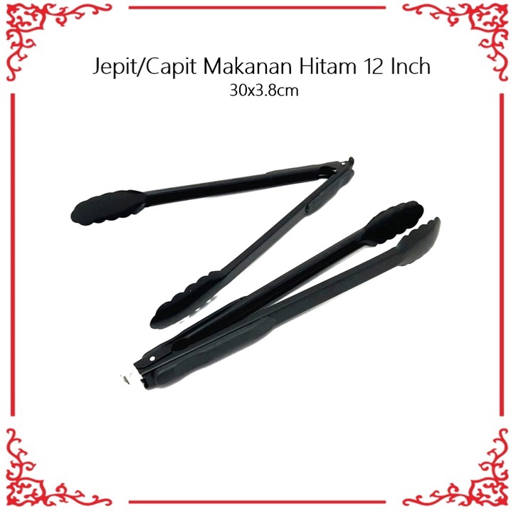 Jepit/Capit Makanan Hitam 9 Inch