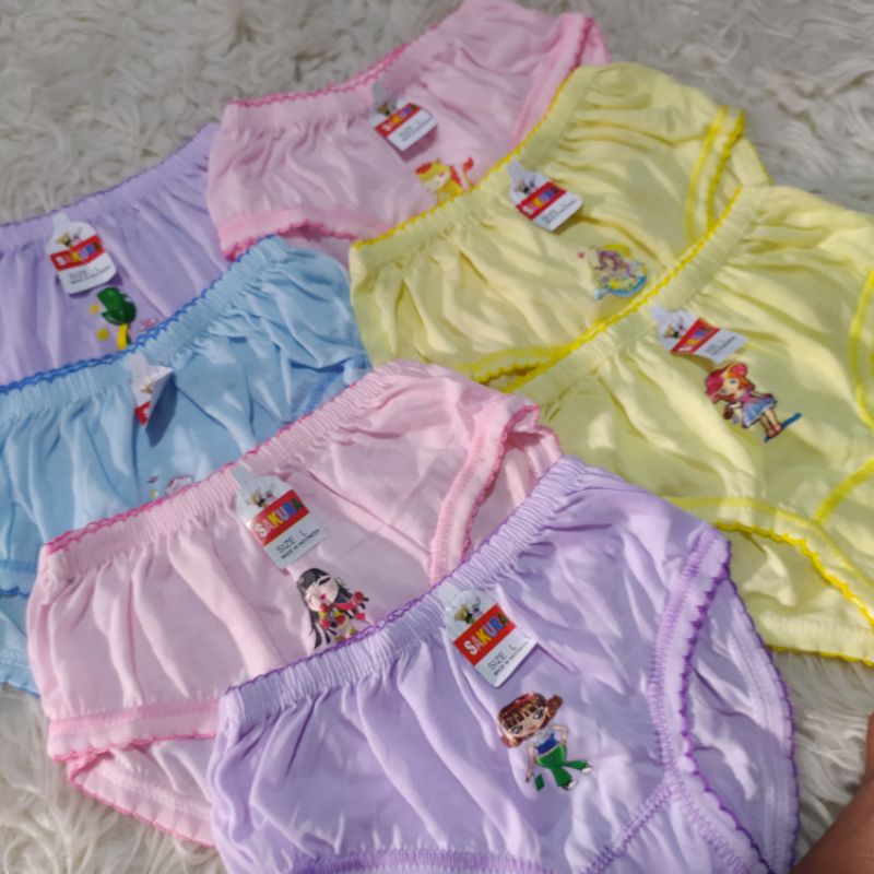 6&amp;12 pcs -celana dalam anak perempuan 3-8 tahun