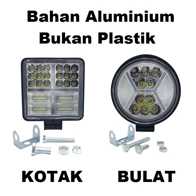 Lampu Tembak Sorot LED Worklight 4 inch 177 Watt 2 Warna Motor Mobil Offroad 4x4 Kotak Bulat 177W