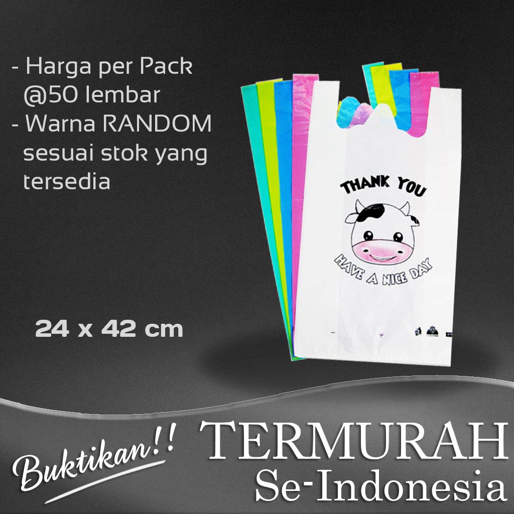 PLASTIK PACKING KRESEK MOTIF sovenir lucu motif Thank You 24x42cm
