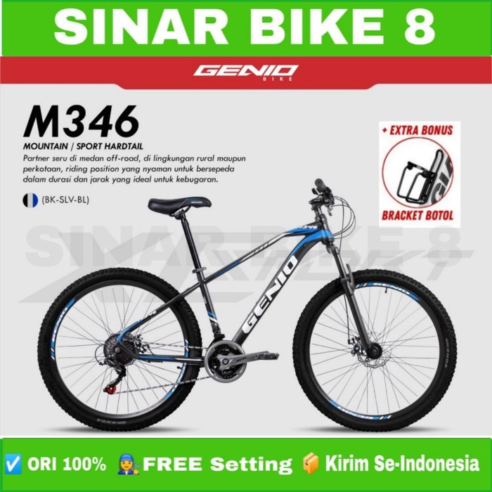 Sepeda Gunung MTB GENIO M 346 Ukuran 27.5 Inch 8 Speed Rem Cakram