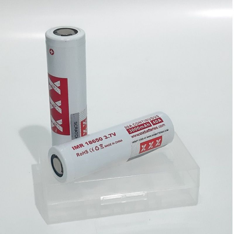 Batterai Charger Lithium IMR 18650 Li-ion 3.7V - 3000mAh Warna Putih Tube