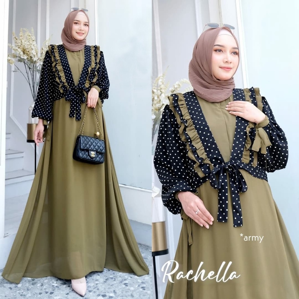 Rachella Maxi Bahan Ceruti Babydoll mix Monalisa JUMBO LD 110 / Gamis Kondangan Wanita / BAJU DEWASA
