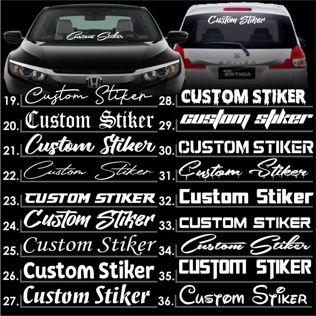 cetak custom request cutting sticker stiker nama mobil murah