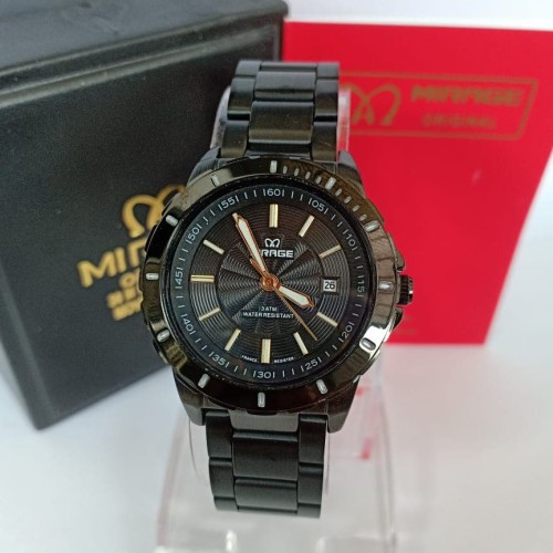 Jam Tangan Wanita Mirage Original 8549 Full Hitam Bergaransi Water Resistant 3 ATM