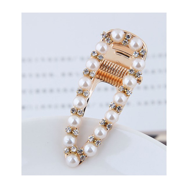 LRC Jepit Rambut Fashion Gold Metal-studded Pearl Hair Clip A57779