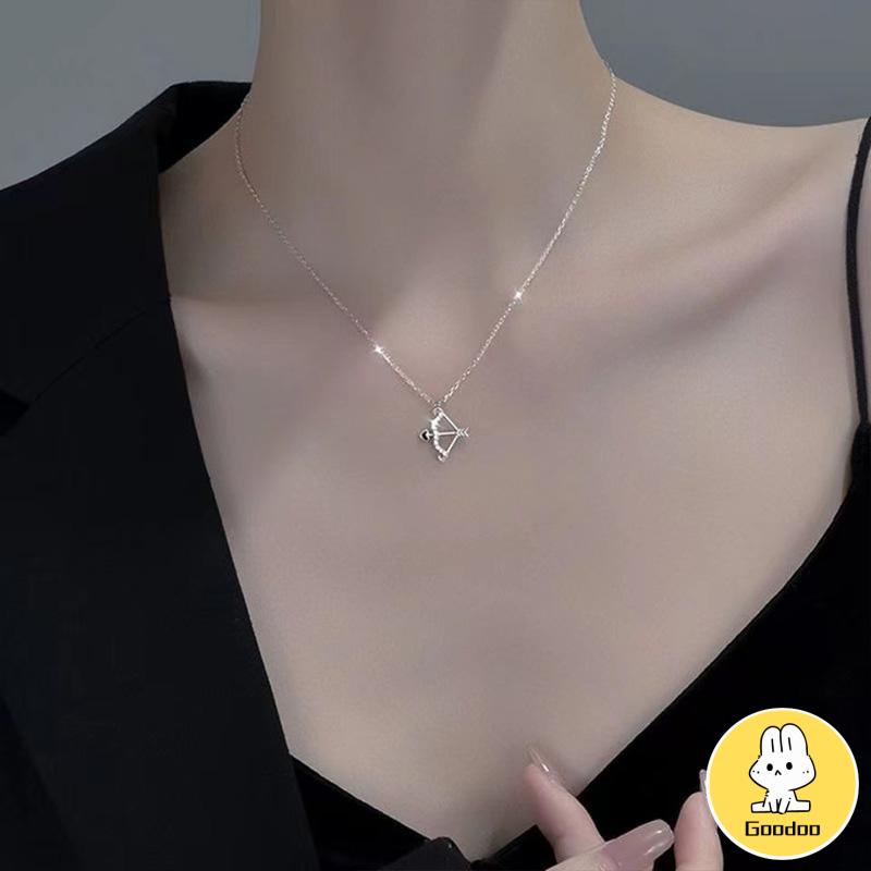 Eros Cupid's Arrow Flash Berlian Klavikula Rantai Liontin Temperamen Cahaya Mewah Busur Panah Kalung -Doo