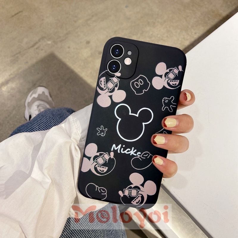 Case for Vivo Y21 2021 Y33S  Y21S Y12 Y12S Y53S Y51A Y31 2021 Y53 Y51 Y91C Y17 Y15 Y91 Y50 Y30 Y30I Y12i Disney Mickey and Minnie Frosted Right Angle Soft Shell Cute Cartoon Cover