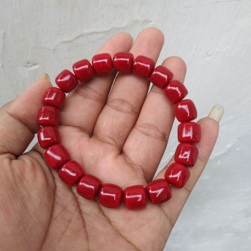 gelang red corral marjan model tabung 8mm