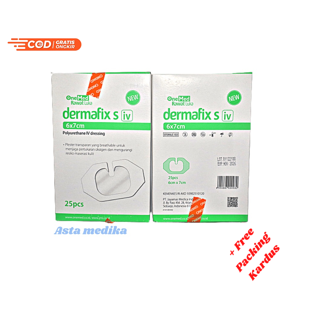 Dermafix S 6x7cm Onemed IV Dressing OneMed Plester Infus Transparan Polyurethane IV Dressing Plester Infus Anti Air One Med