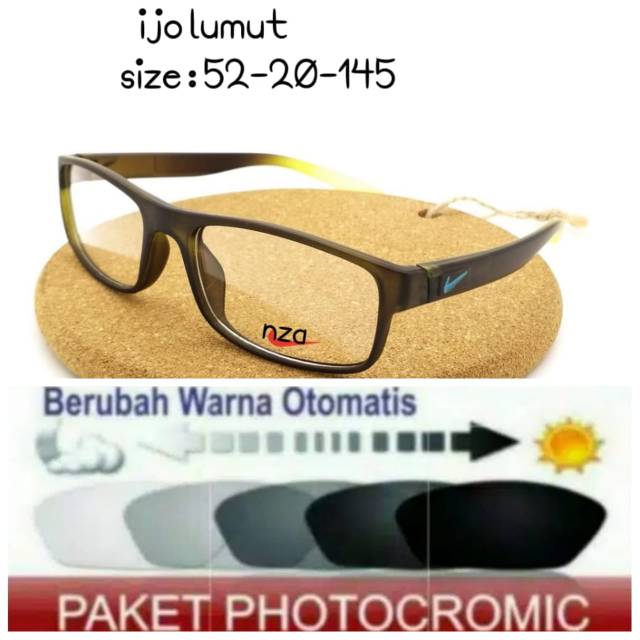 Frame Kacamata Pria Sporty Free Lensa Photocromic Minus Anti UV Plus Kaca mata Terbaru