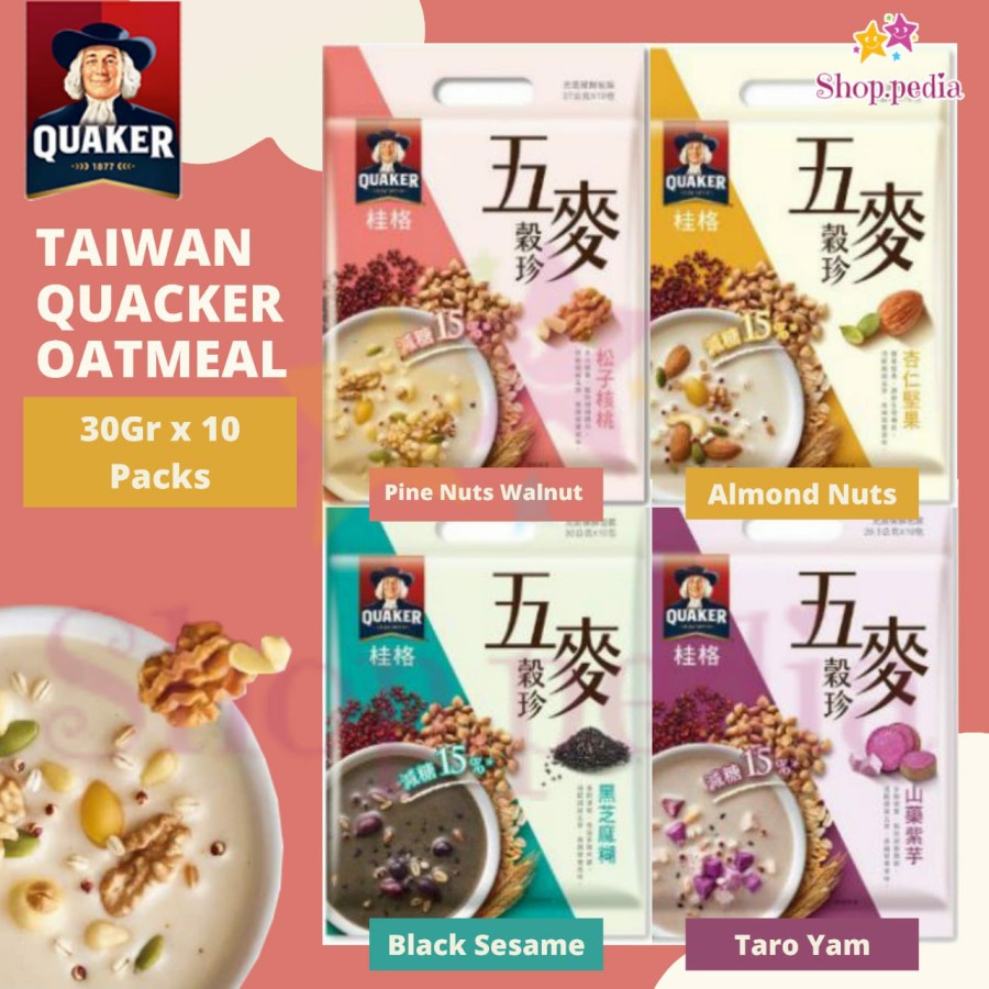 Quaker instant oat taiwan five spice sereal cocok untuk vegetarian yam almond black sesame walnut