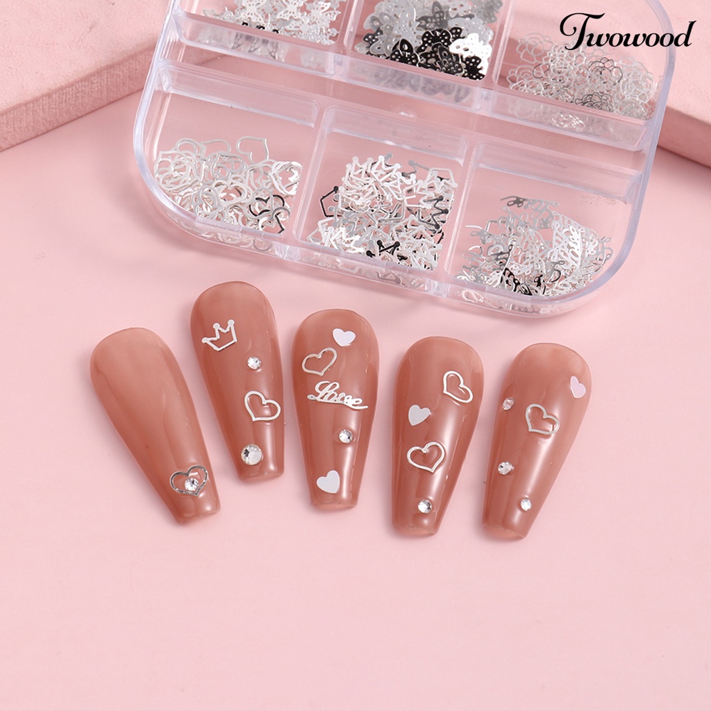 50 Pcs / Box Ornamen 3D Bentuk Bunga Butterfly Mahkota Bahan Metal Untuk Aksesoris Nail Art Manicure