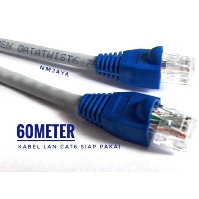 Belden Kabel Lan 60 meter UTP Cat6 siap pakai sudah dicrimping rj45 cat 6 Belden 7814A Abu abu