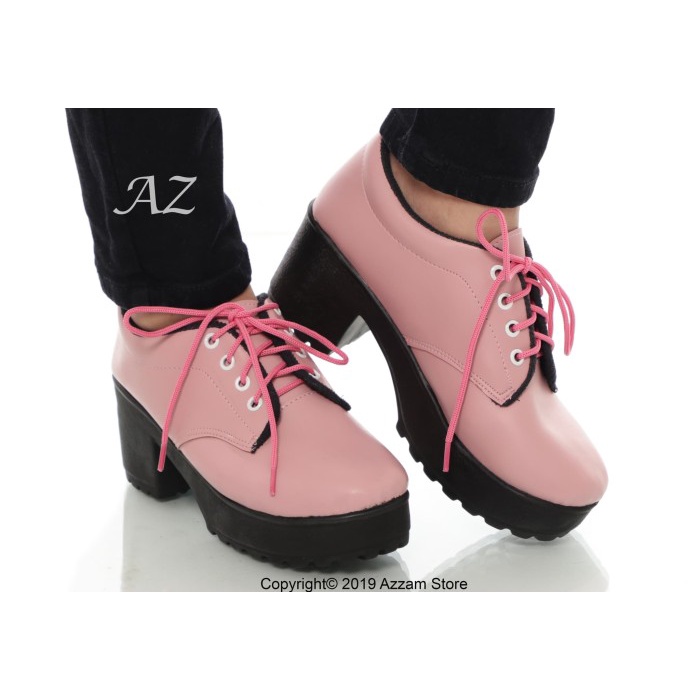 de011ff Sepatu Heels Boots Wanita Gibson Realpict Women Shoes Sol Docmart - Merah Muda, 37 T02Y020