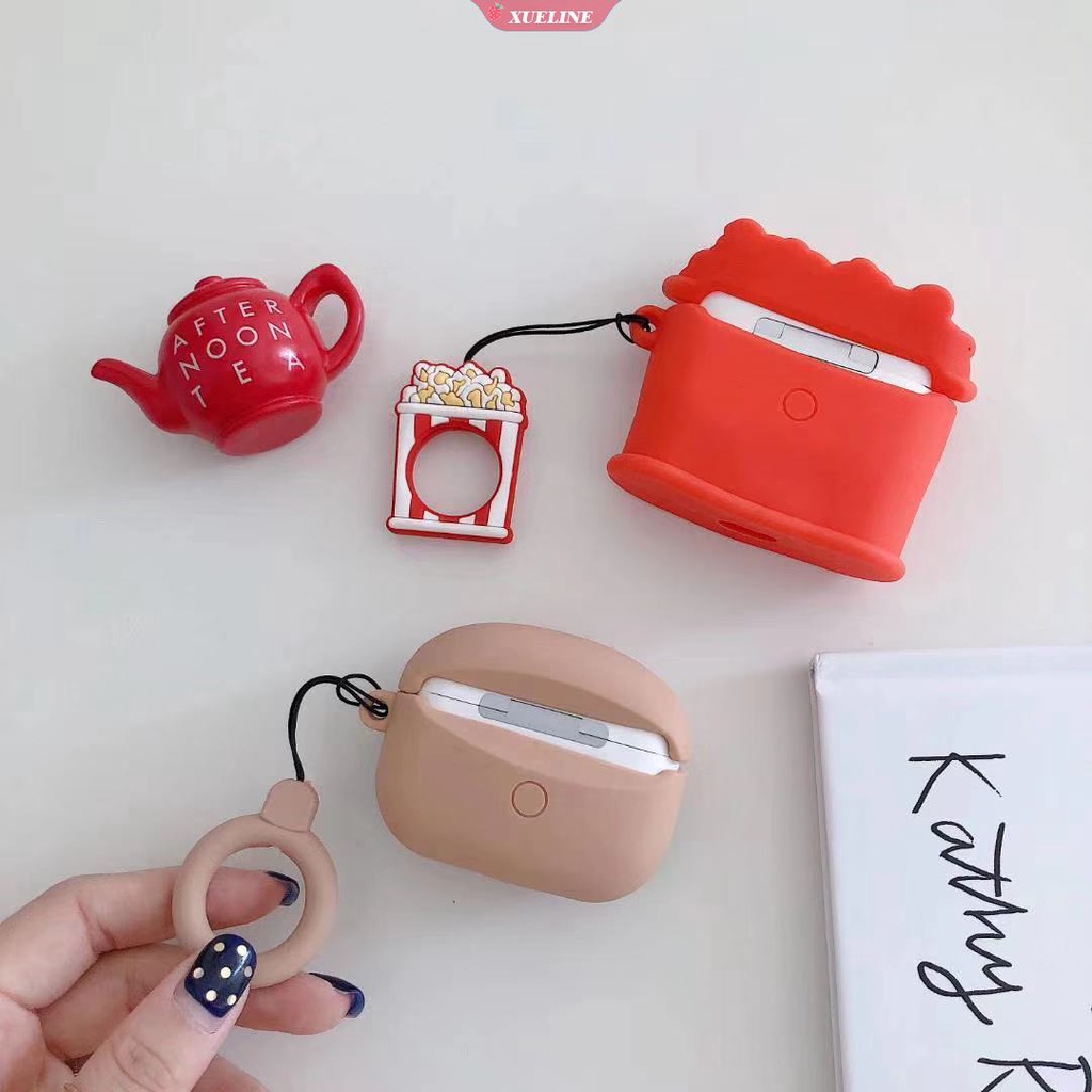 Soft Case Silikon Desain Burger Untuk AirPods 1 2 3 Pro