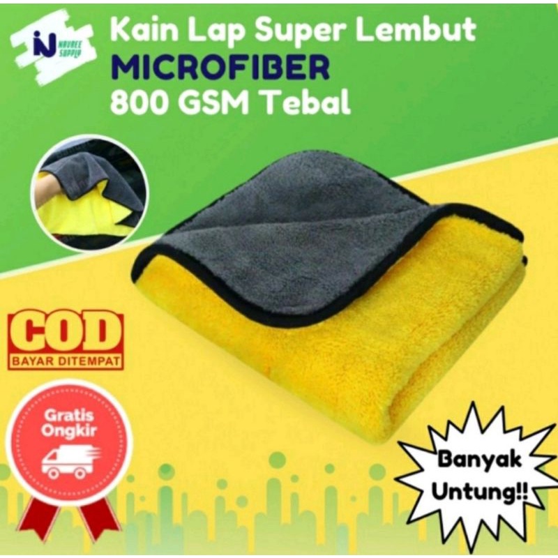 kain lap mobil microfiber uk 30x30cm