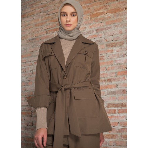 Preloved stripes outer by aleza label (allsize/grey)