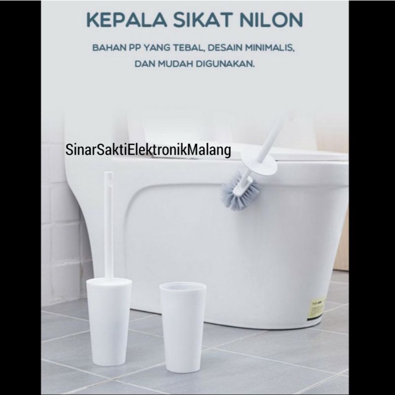 Sikat WC Brush Toilet Alat Pembersih Kamar Mandi Kloset Silikon Dengan Wadah