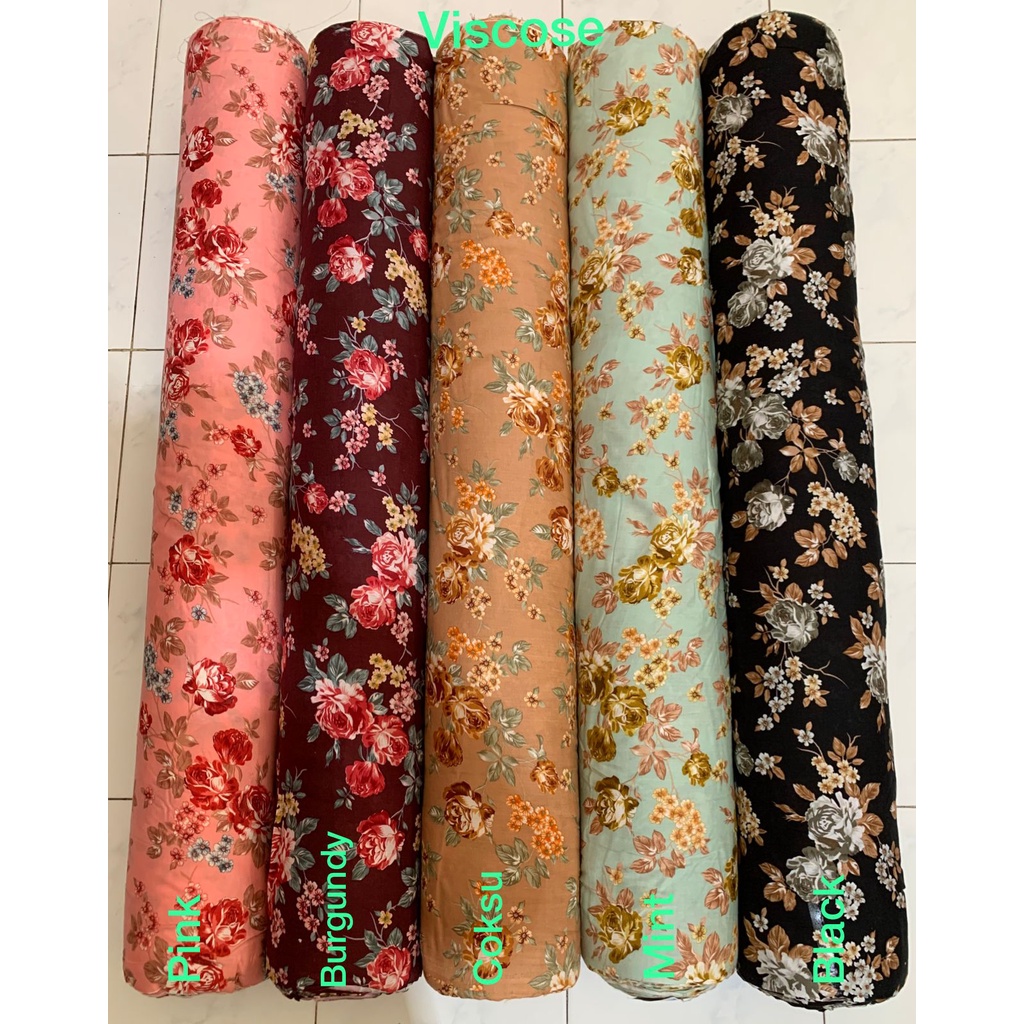 BISA COD // ECER KAIN METERAN // HARGA PER 0,5M // RAYON VISCOSE // MOTIF POLKADOT DAISY ZEBRA BUNGA