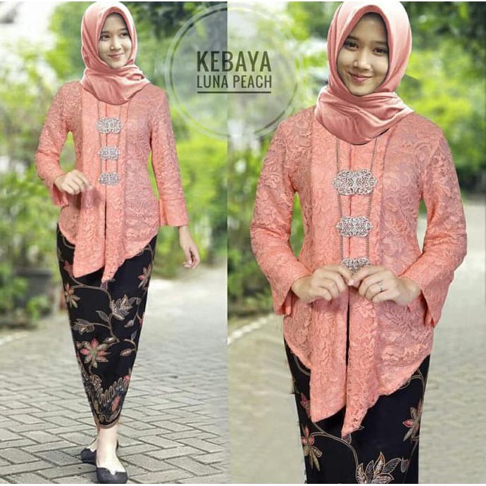 Kebaya Luna Peach Hijab 0111 RJE Baju Gamis Wanita
