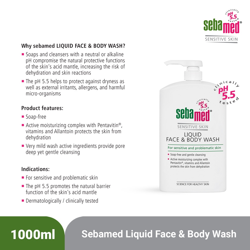 SEBAMED LIQUID FACE AND BODY WASH 1000ML