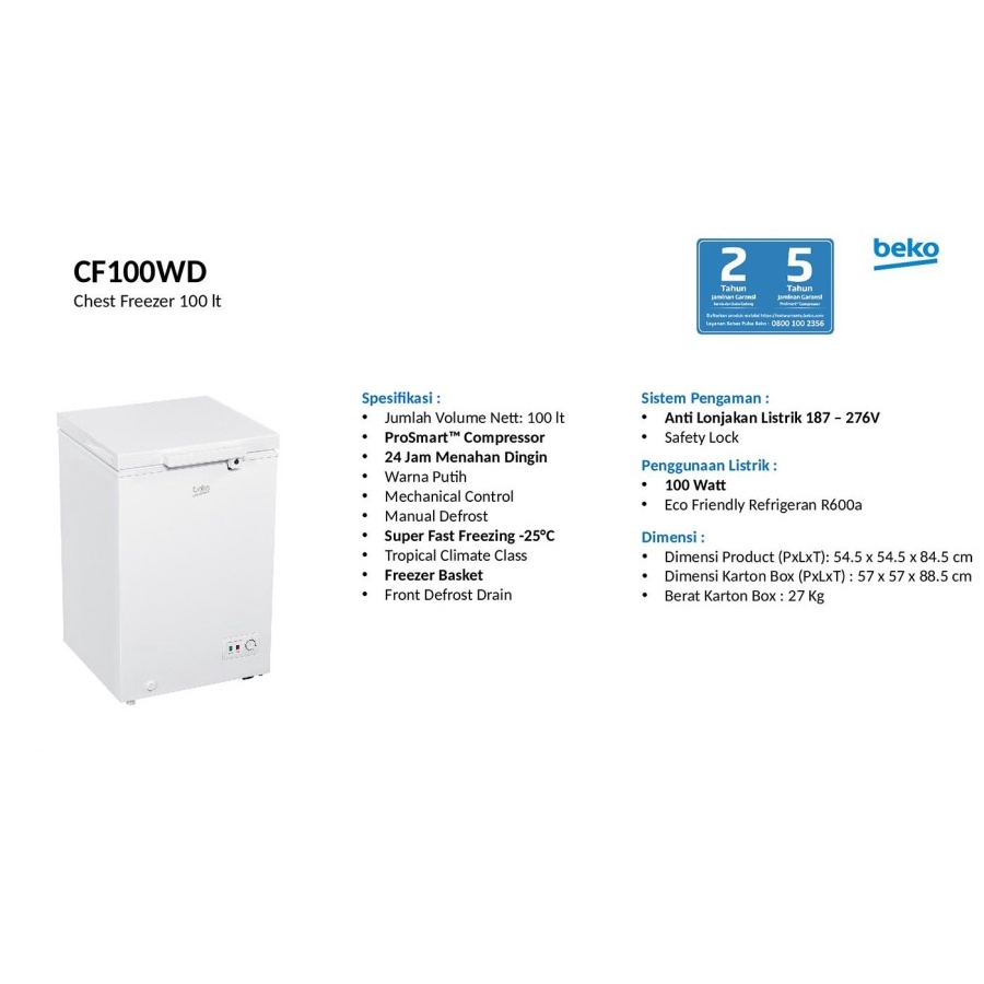 BEKO FREEZER 100L CF-100WD