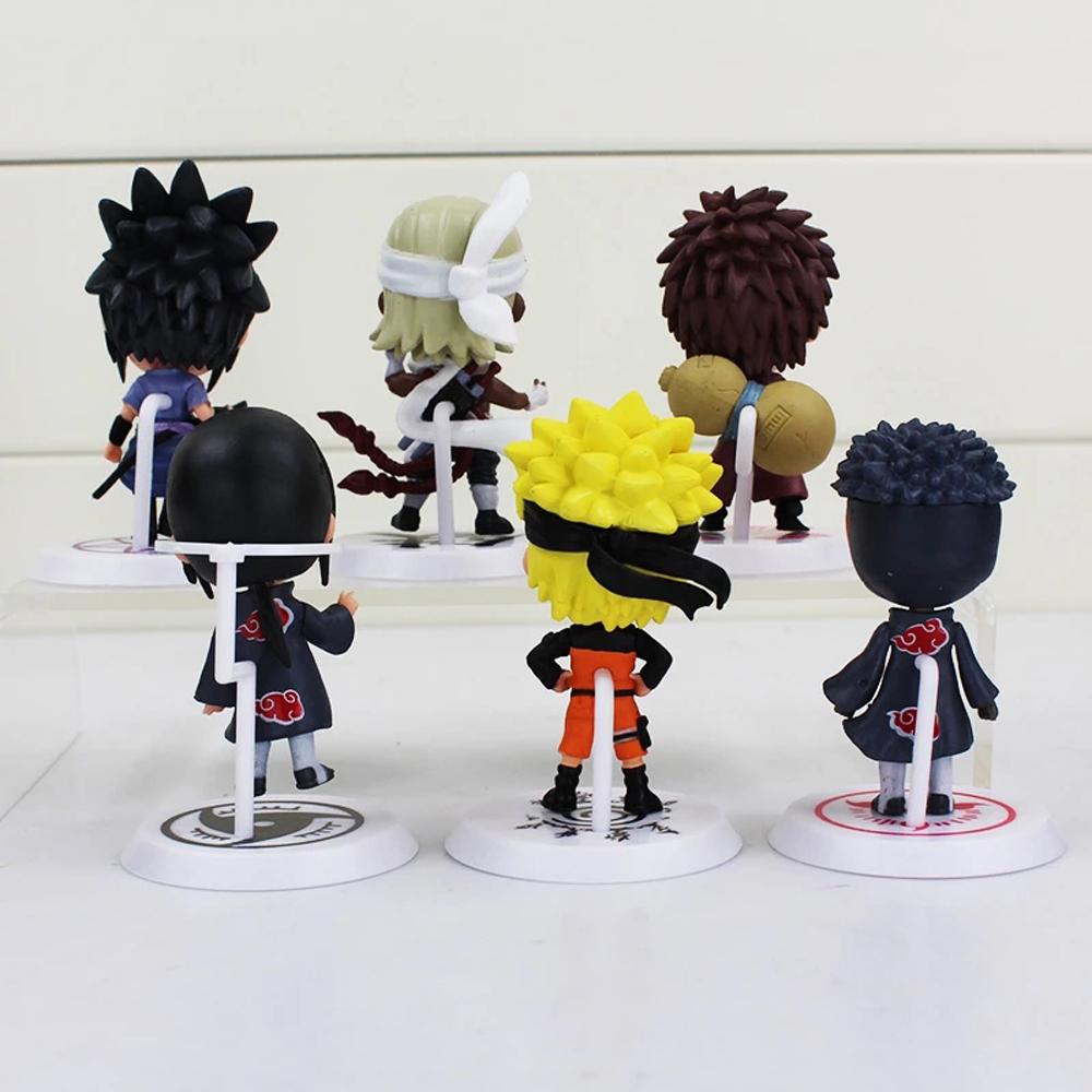 Agustinina Naruto 6pcs/ Mainan PVC Lot Gaara Sasuke Obito Model Figurine Kakashi