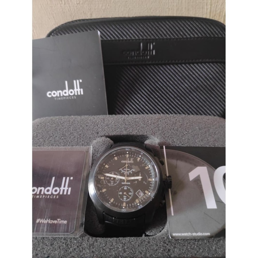 Jam Tangan Pria Condotti Nobile CN5071-B03-L03 Original Black Chrono Watch Analog