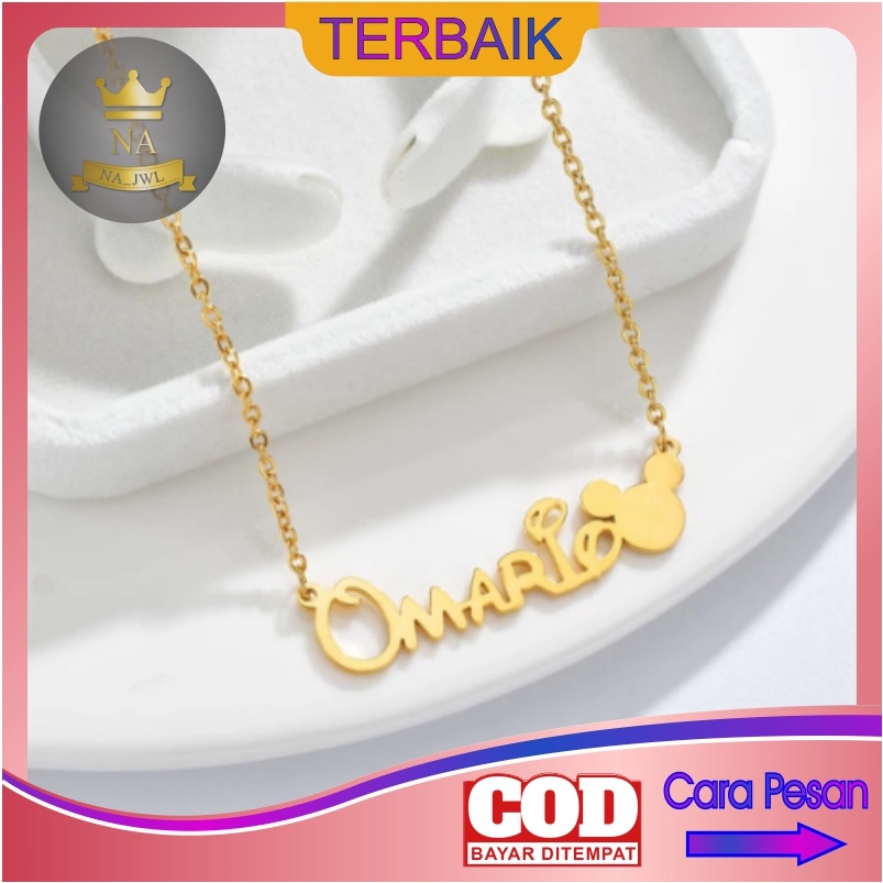 Kalung anak perempuan custom nama titanium anti karat necklace lapis emas aksesoris wanita