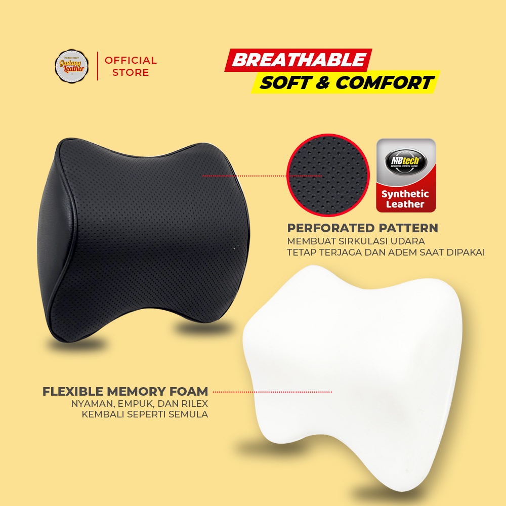 Bantal Mobil Memory Foam Kulit MBTECH - PLUS SERIES