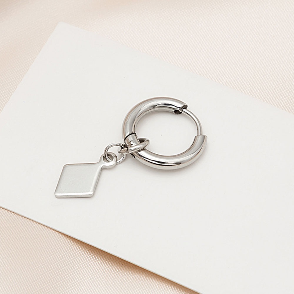 1 Pc Anting Hoop Bahan Stainless Steel Bentuk Persegi Geometris Gaya Gothic Hip Hop Untuk Pria Dan Wanita