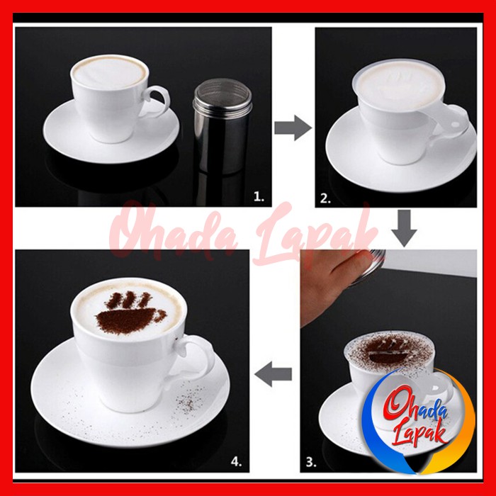 Paket Hemat Cetakan Busa Foam Kopi Latte Art Penabur Bubuk Stensil Kopi Coklat Coffee