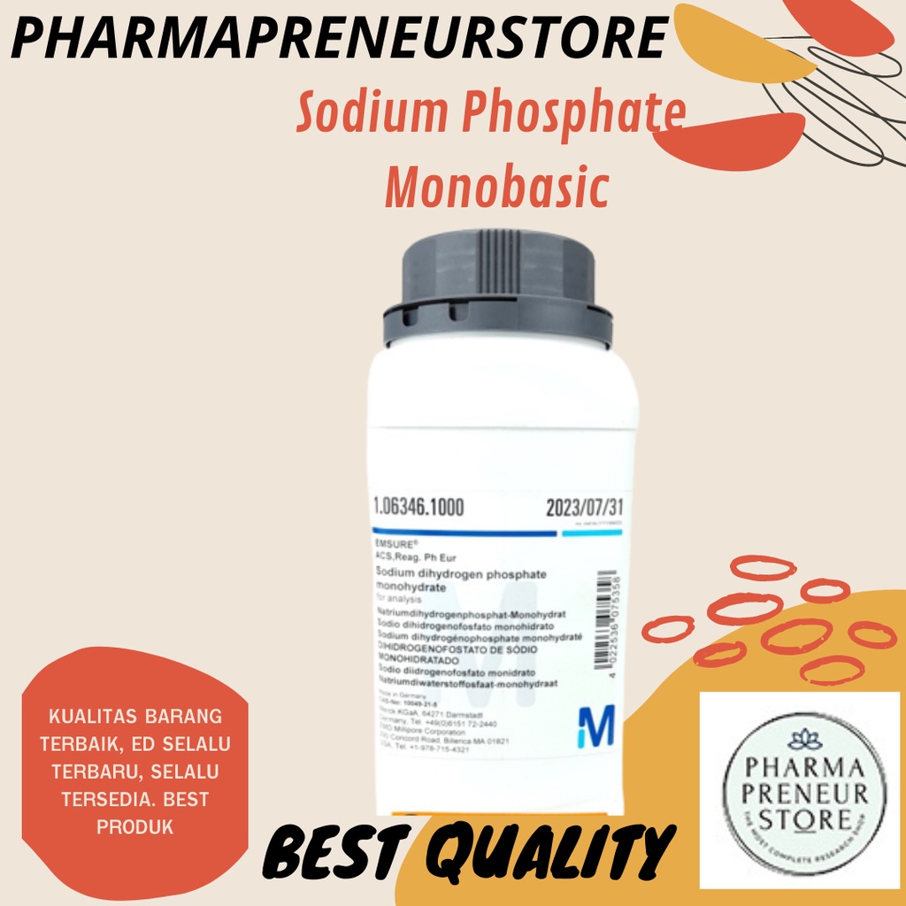 SODIUM PHOSPATE MONOBASIC / NATRIUM FOSFAT MONOBASIK PRO ANALISA 10 GRAM KEMASAN MERCK BEST QUALITY