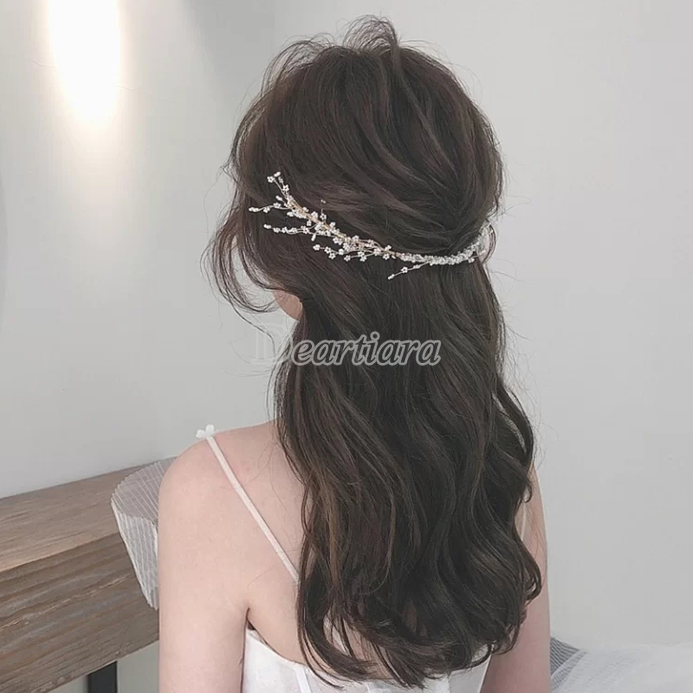 Bride Wedding Flower Headdress Handmade Sweet Beaded Headband Simple Pearl Headband Wedding Dress Accessories Hair Accessories