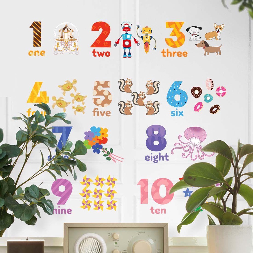 Populer Kartun Hewan Stiker Dinding Ruang Tamu Untuk Kamar Anak Edukasi Dini DIY Wall Decal