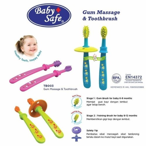 ♥BabyYank♥ Baby Safe TB003 Gum Massage &amp; Tooth Brush/babysafe Sikat gigi silicone bayi/Silicone Toothbrush baby