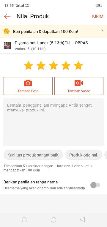Piyama Batik Anak (5-13th)full Obras