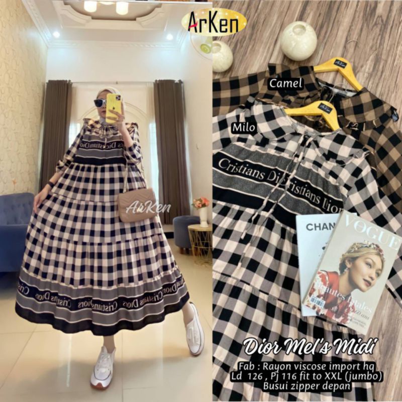 NEW DIOR MEL'S MIDI MATT RAYON VISCOSE IMPORT BUSUI FRIENDLY GOOD QUALITY