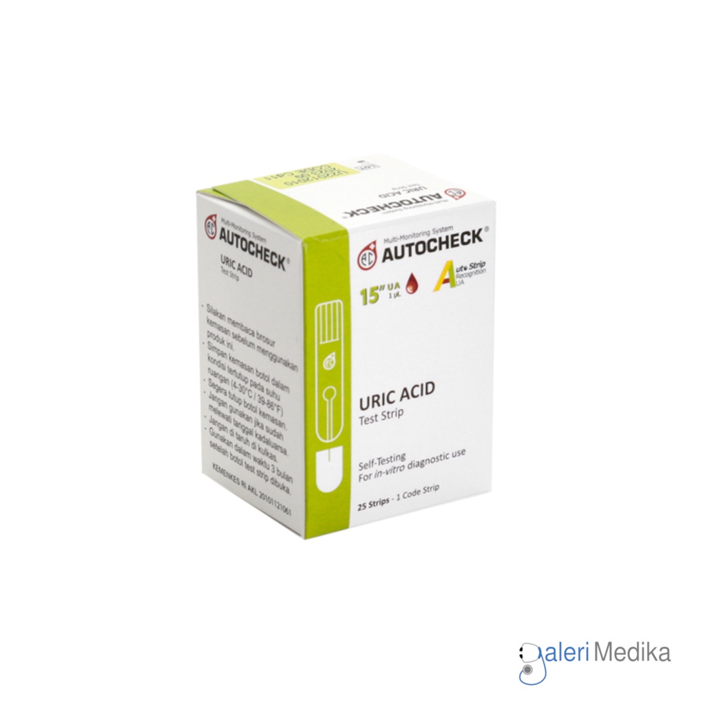 Autocheck Strip Asam Urat /Autocheck Uric Acid Test Strip 1 Box Isi 25