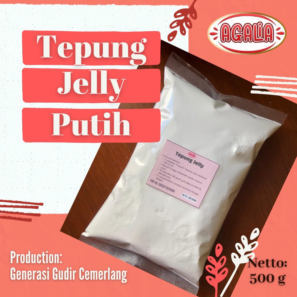 

Tepung Jelly Putih Plain Agalia 500g Curah Kemasan Ekonomis Bahan Puding Jelly art Pudot Permen